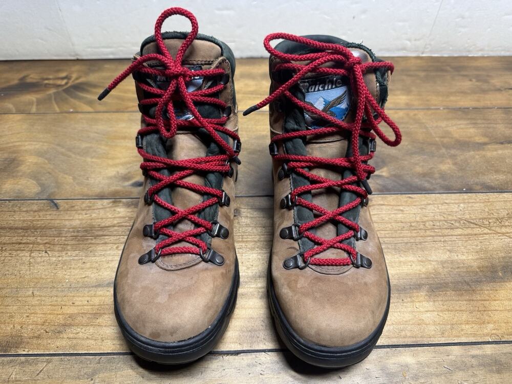 Vintage Raichle Leather Hiking Ankle Boots Women 8.5 Brown Red Lace up